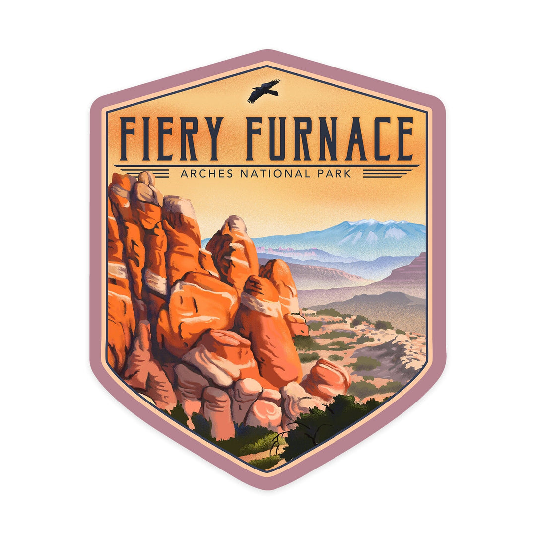 Fiery Furnace, Arches National Park, Lithograph National Park Series, Contour, Vinyl Sticker Sticker Lantern Press 