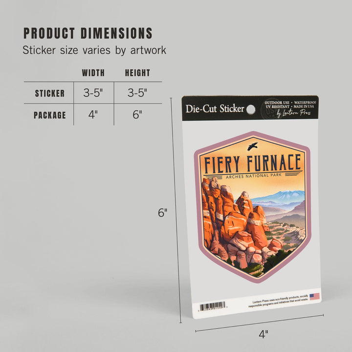Fiery Furnace, Arches National Park, Lithograph National Park Series, Contour, Vinyl Sticker Sticker Lantern Press 