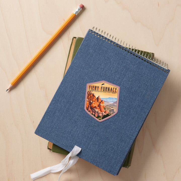 Fiery Furnace, Arches National Park, Lithograph National Park Series, Contour, Vinyl Sticker Sticker Lantern Press 