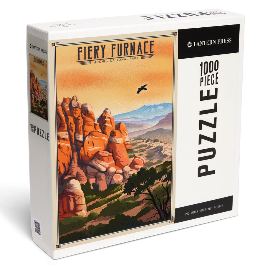 Fiery Furnace, Arches National Park, Lithograph National Park Series, Jigsaw Puzzle - Lantern Press