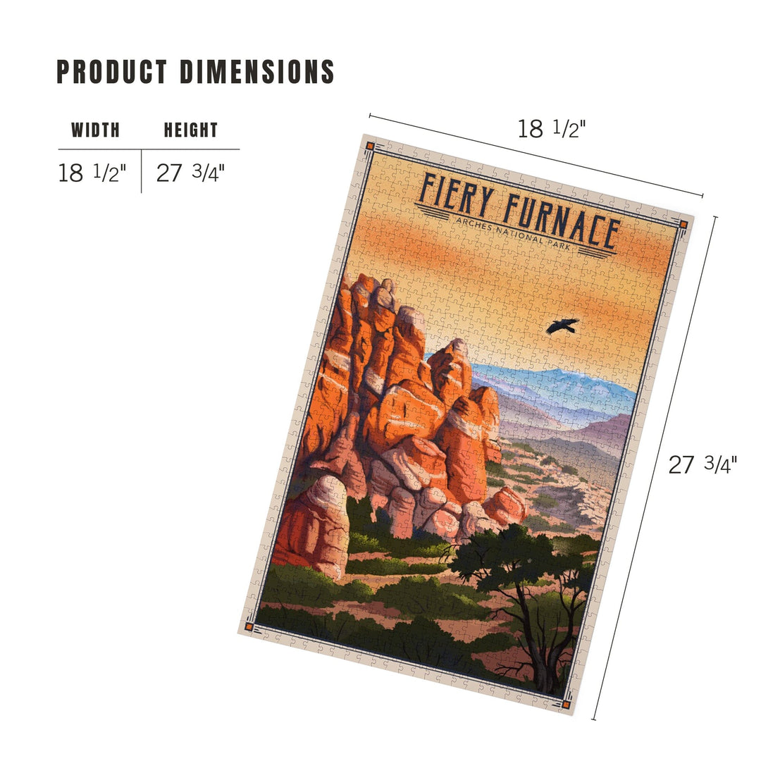 Fiery Furnace, Arches National Park, Lithograph National Park Series, Jigsaw Puzzle - Lantern Press