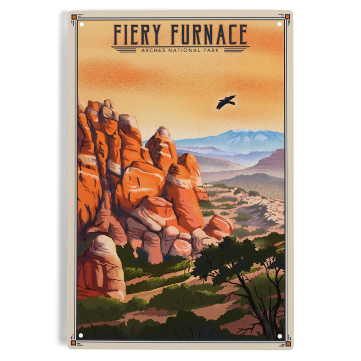 Fiery Furnace, Arches National Park, Lithograph National Park Series, Metal Signs Metal Lantern Press 