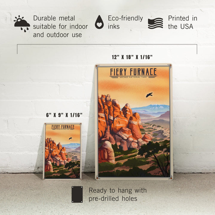 Fiery Furnace, Arches National Park, Lithograph National Park Series, Metal Signs Metal Lantern Press 