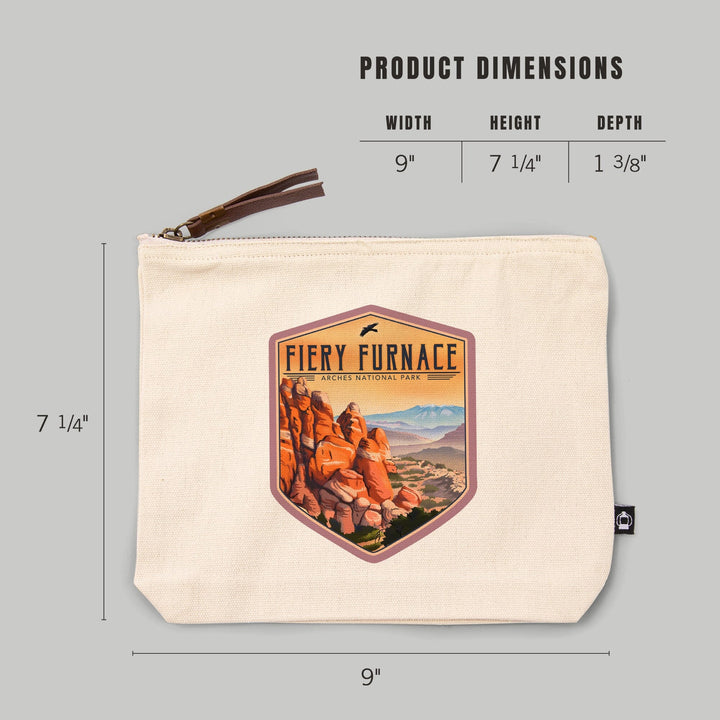 Fiery Furnace, Arches National Park, Lithograph National Park Series,, Organic Cotton Zipper Pouch, Go Bag Go Bag Lantern Press 