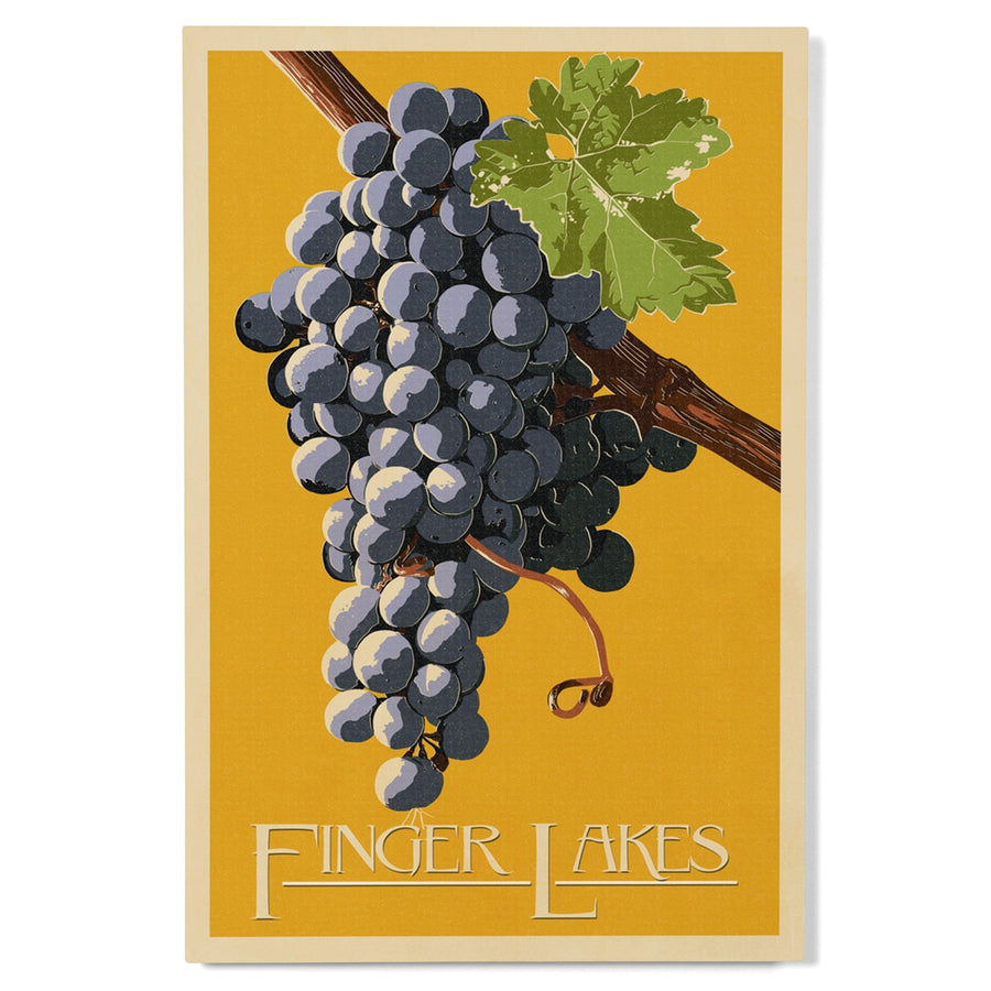 Finger Lakes, New York, Wine Grapes, Letterpress, Lantern Press Artwork, Wood Signs and Postcards - Lantern Press