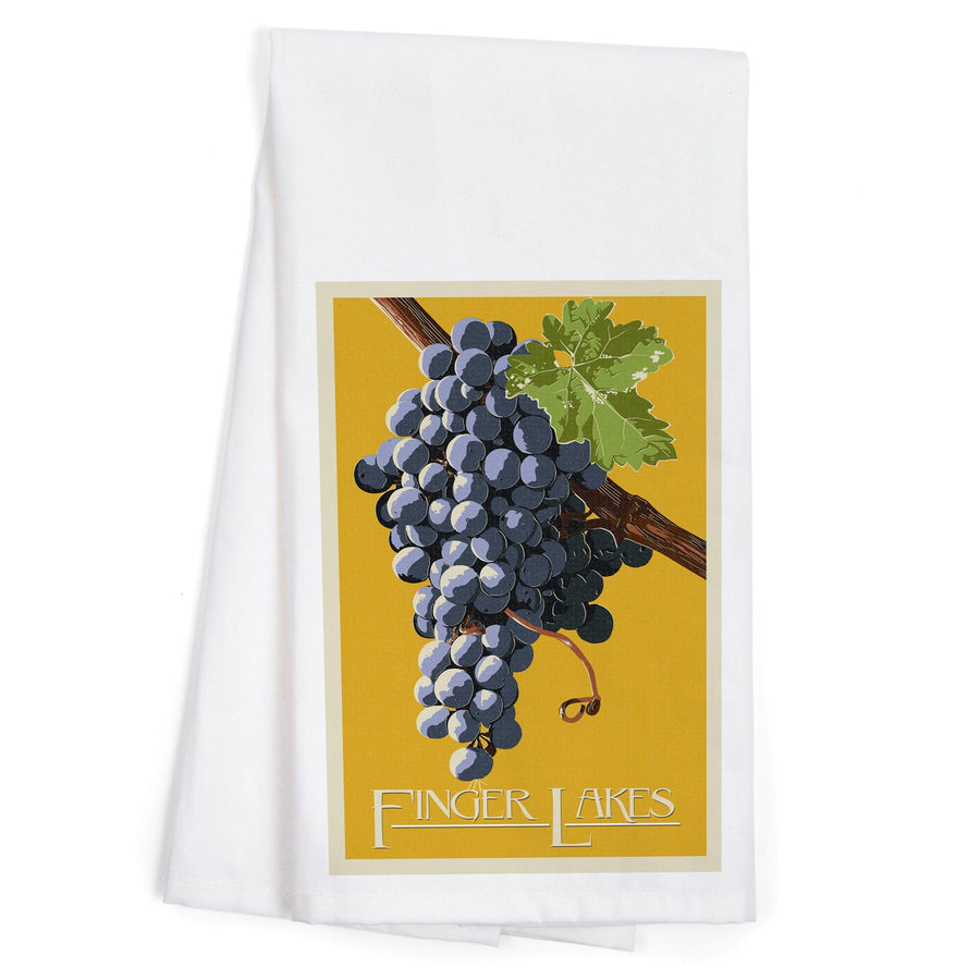 Finger Lakes, New York, Wine Grapes, Letterpress, Organic Cotton Kitchen Tea Towels Kitchen Lantern Press 