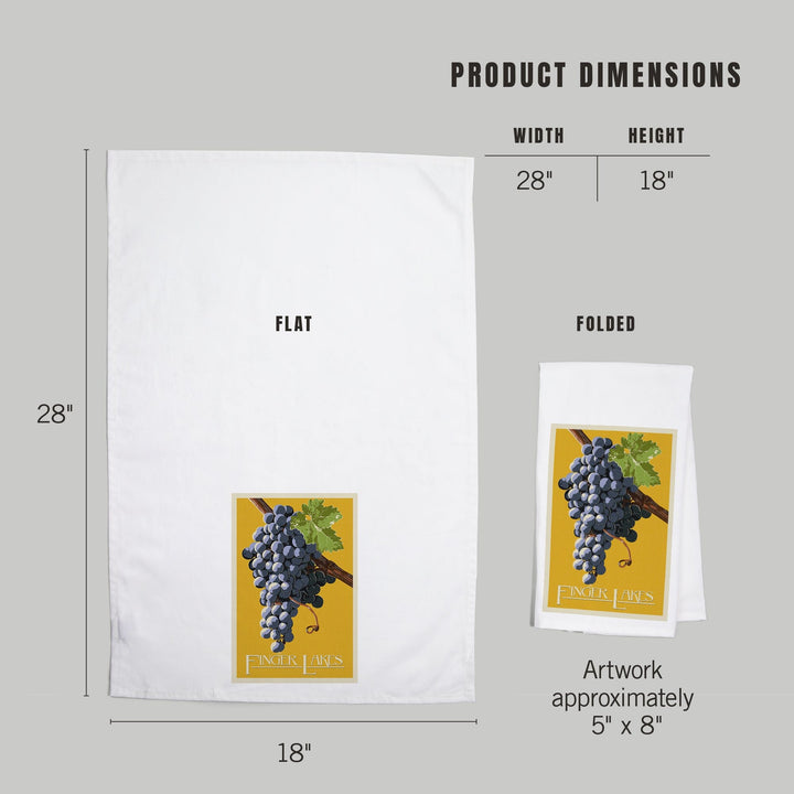 Finger Lakes, New York, Wine Grapes, Letterpress, Organic Cotton Kitchen Tea Towels Kitchen Lantern Press 