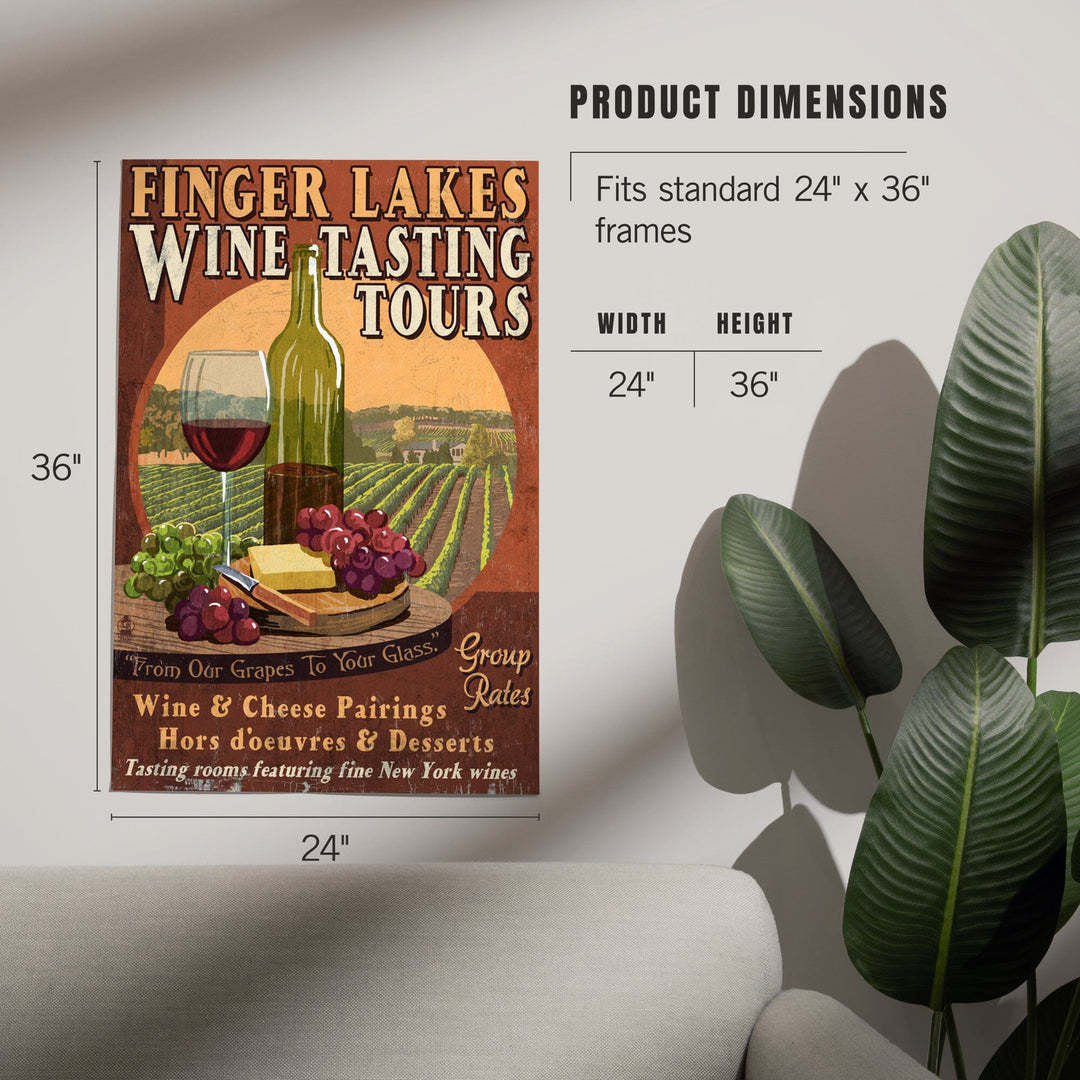 Finger Lakes, New York, Wine Tasting Vintage Sign, Art & Giclee Prints Art Lantern Press 