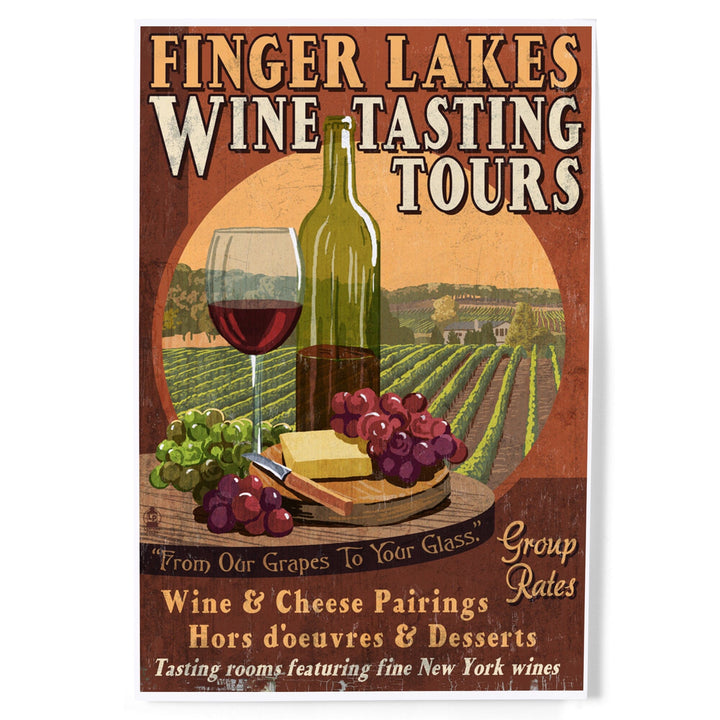 Finger Lakes, New York, Wine Tasting Vintage Sign, Art & Giclee Prints Art Lantern Press 