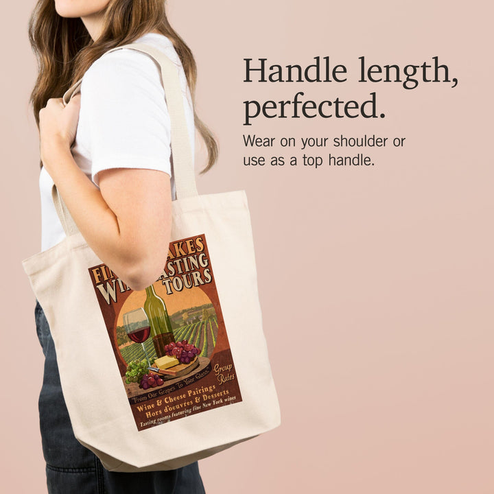 Finger Lakes, New York, Wine Tasting Vintage Sign, Tote Bag Totes Lantern Press 