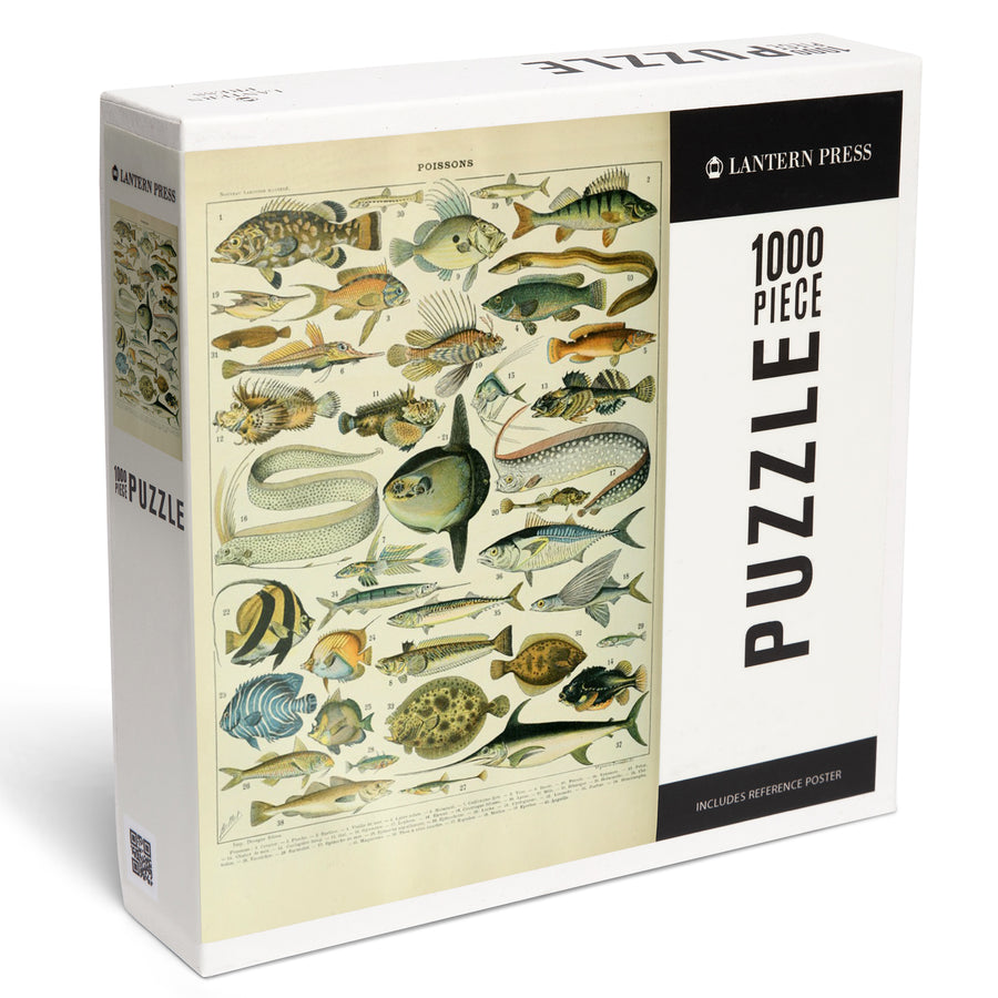 Fish, A, Vintage Bookplate, Adolphe Millot Artwork, Jigsaw Puzzle Puzzle Lantern Press 