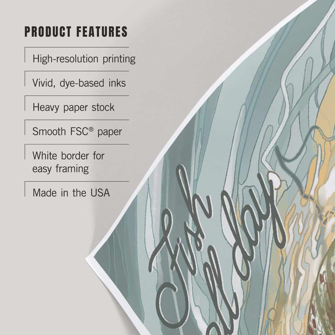 Fish All Day, Trout, Art & Giclee Prints Art Lantern Press 