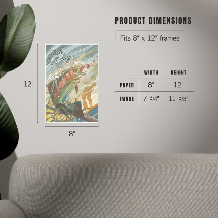 Fish All Day, Trout, Art & Giclee Prints Art Lantern Press 