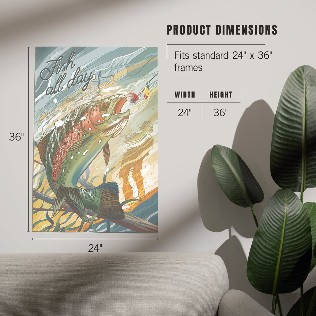Fish All Day, Trout, Art & Giclee Prints Art Lantern Press 