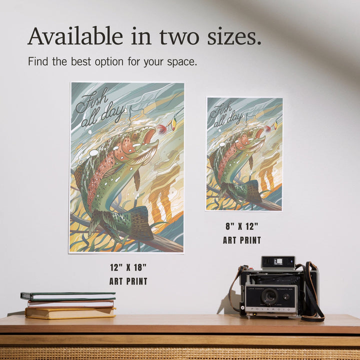 Fish All Day, Trout, Art & Giclee Prints Art Lantern Press 