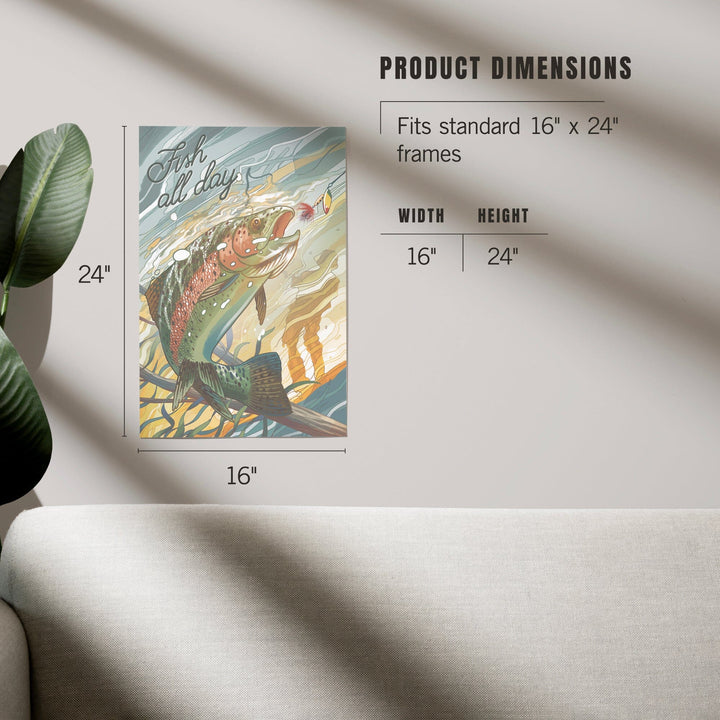 Fish All Day, Trout, Art & Giclee Prints Art Lantern Press 