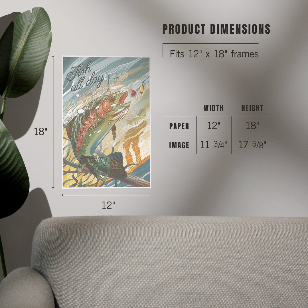 Fish All Day, Trout, Art & Giclee Prints Art Lantern Press 