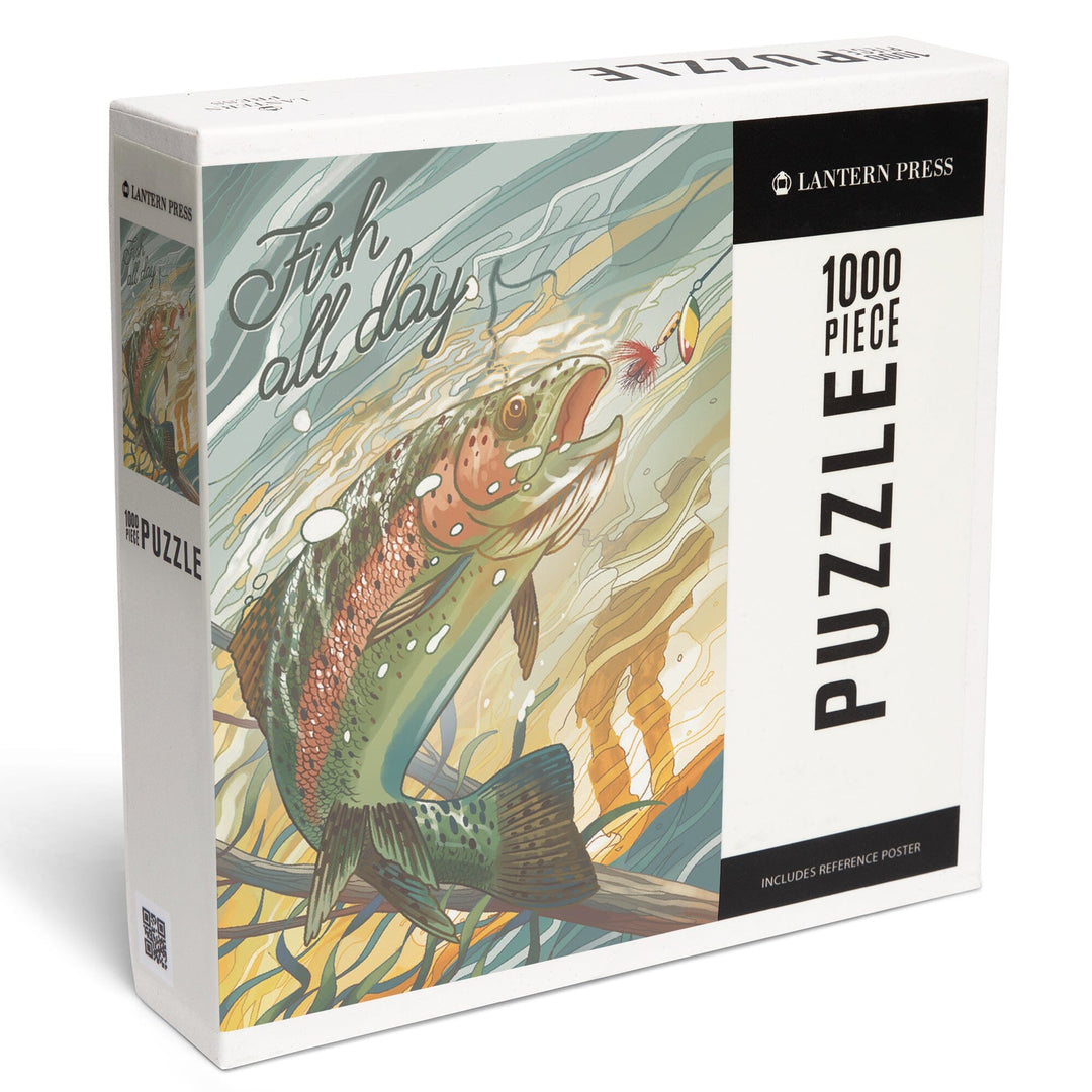 Fish All Day, Trout, Jigsaw Puzzle Puzzle Lantern Press 