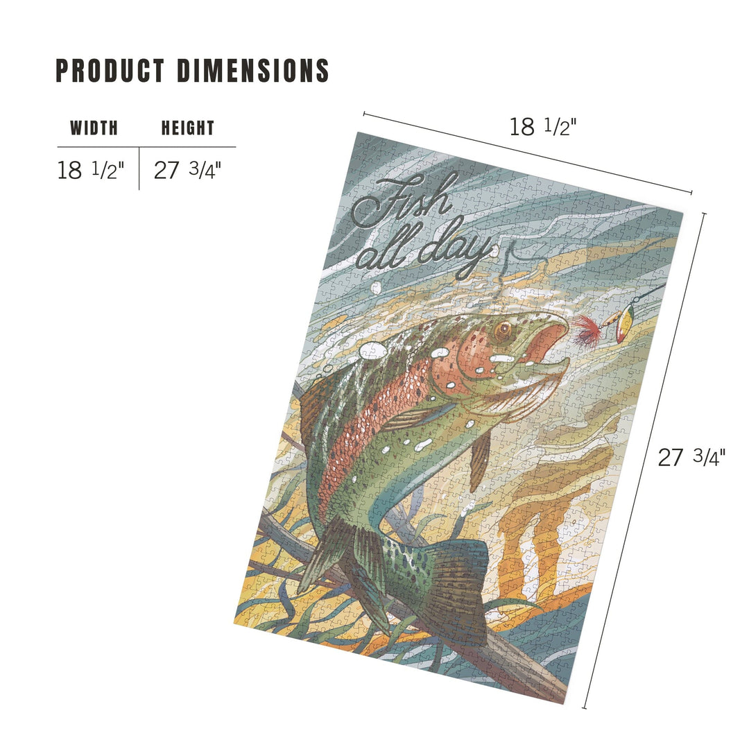 Fish All Day, Trout, Jigsaw Puzzle Puzzle Lantern Press 