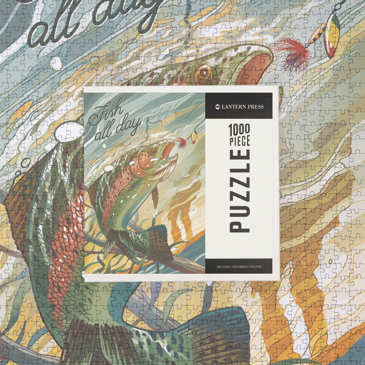 Fish All Day, Trout, Jigsaw Puzzle Puzzle Lantern Press 