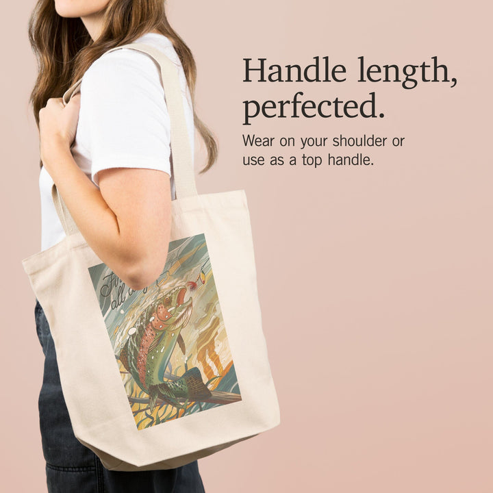 Fish All Day, Trout, Tote Bag Totes Lantern Press 