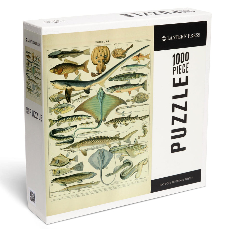 Fish, B, Vintage Bookplate, Adolphe Millot Artwork, Jigsaw Puzzle Puzzle Lantern Press 