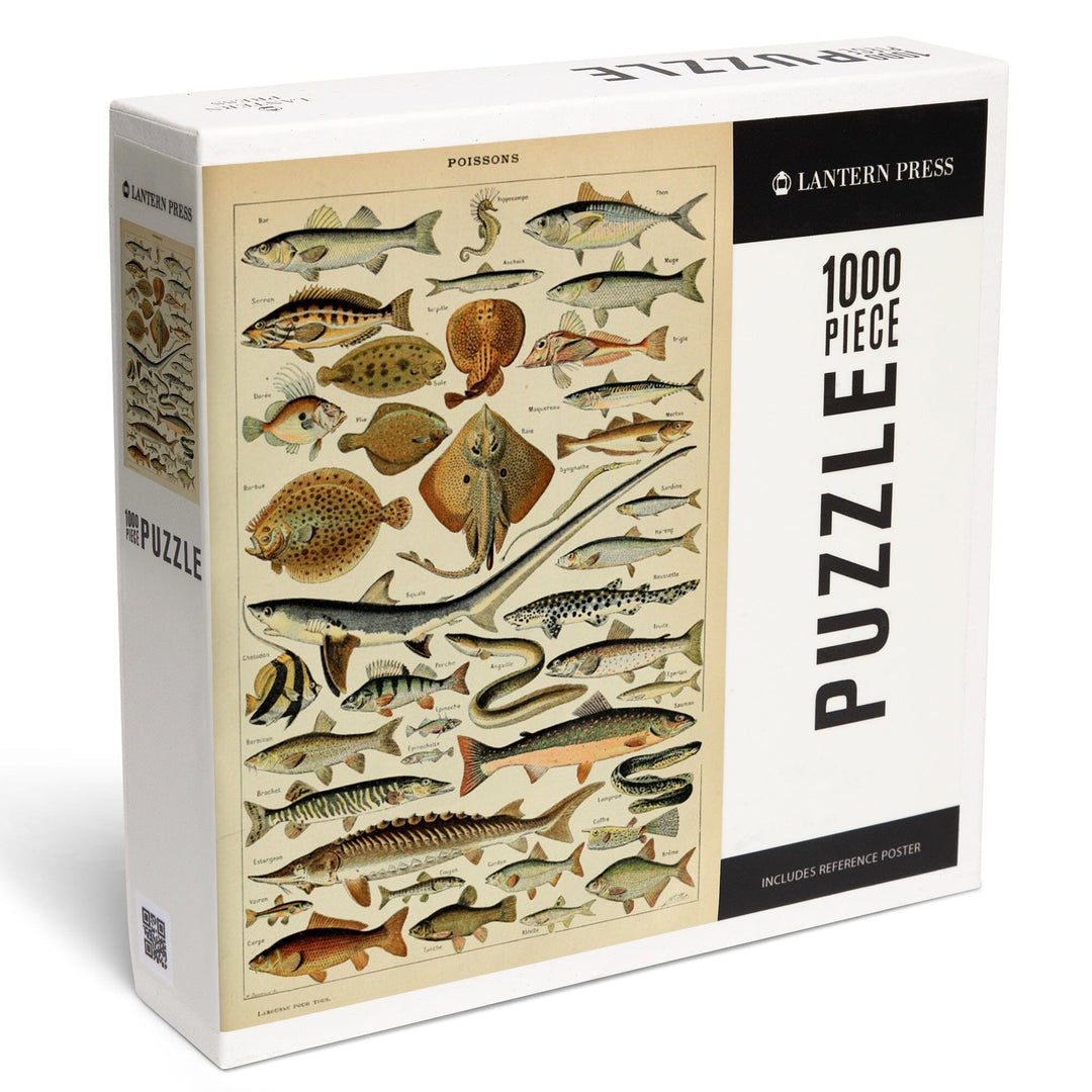 Fish, C, Vintage Bookplate, Adolphe Millot Artwork, Jigsaw Puzzle Puzzle Lantern Press 