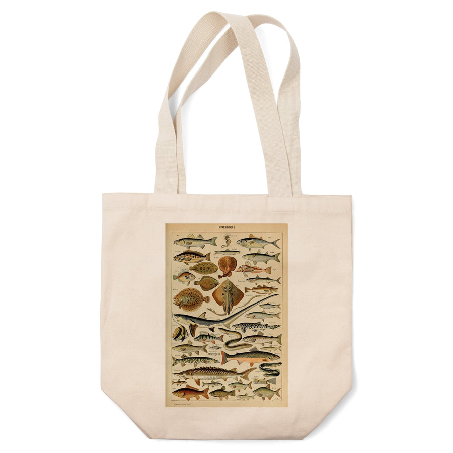Fish, C, Vintage Bookplate, Adolphe Millot Artwork, Tote Bag Totes Lantern Press 