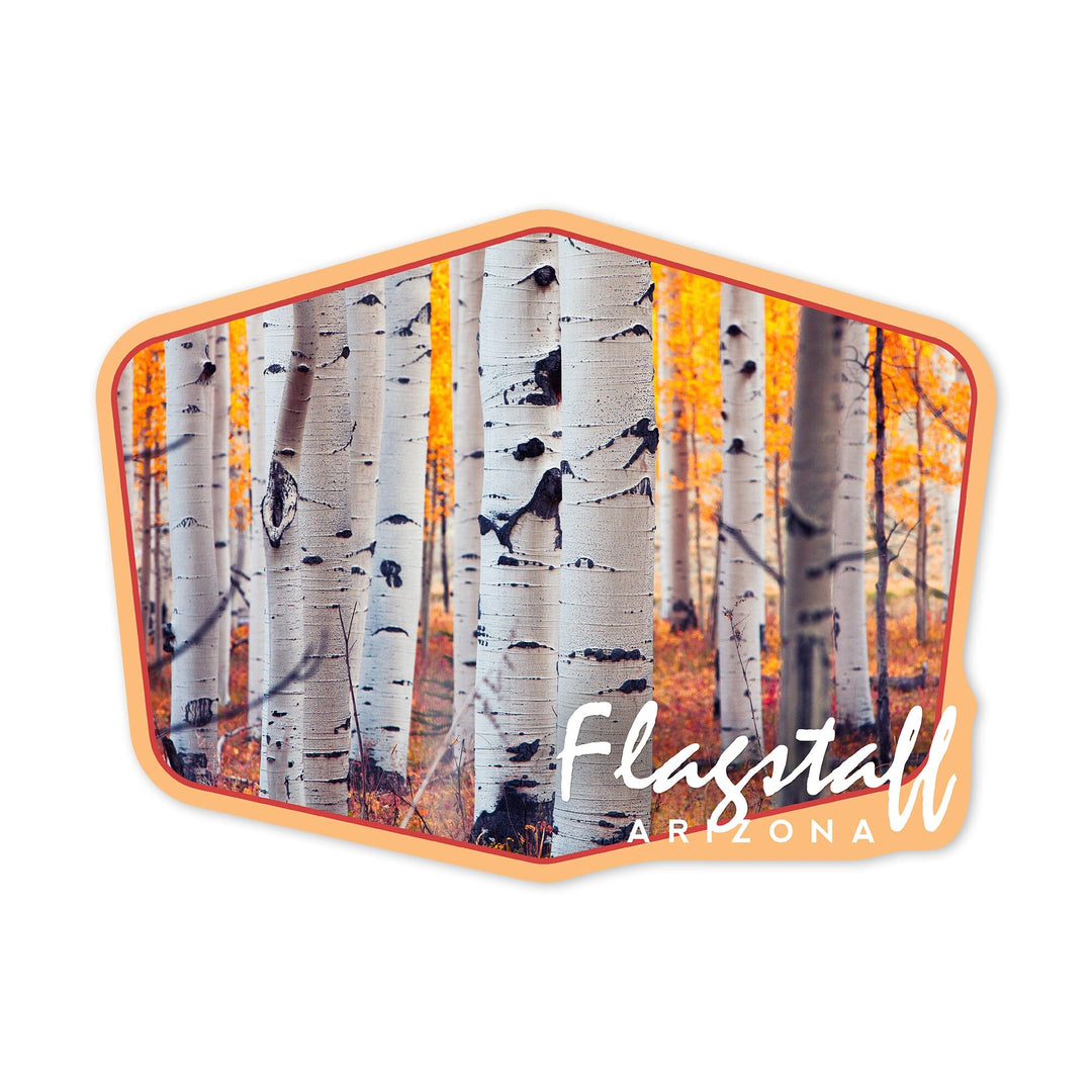 Flagstaff, Arizona, Aspen Trees, Fall Colors, Contour, Vinyl Sticker Sticker Lantern Press 