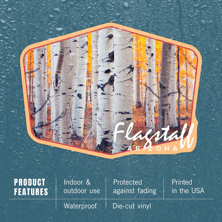 Flagstaff, Arizona, Aspen Trees, Fall Colors, Contour, Vinyl Sticker Sticker Lantern Press 