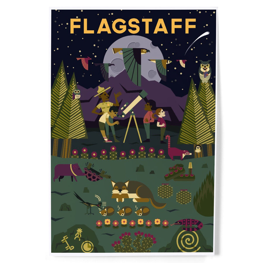 Flagstaff, Arizona, Desert at Night, Geometric, Art & Giclee Prints Art Lantern Press 