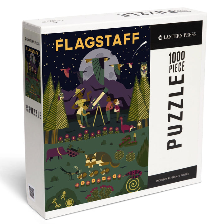 Flagstaff, Arizona, Desert at Night, Geometric, Jigsaw Puzzle Puzzle Lantern Press 