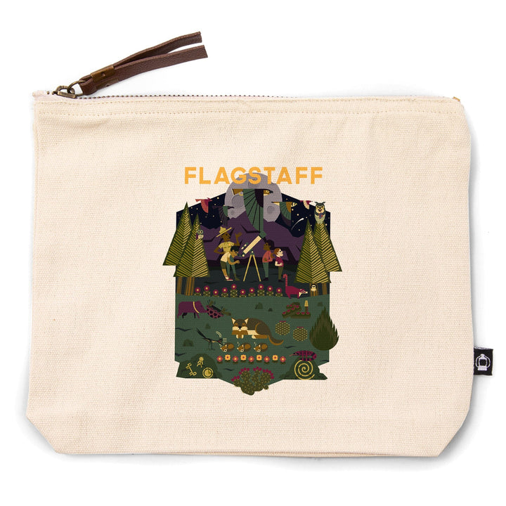 Flagstaff, Arizona, Desert at Night, Geometric,, Organic Cotton Zipper Pouch, Go Bag Go Bag Lantern Press 