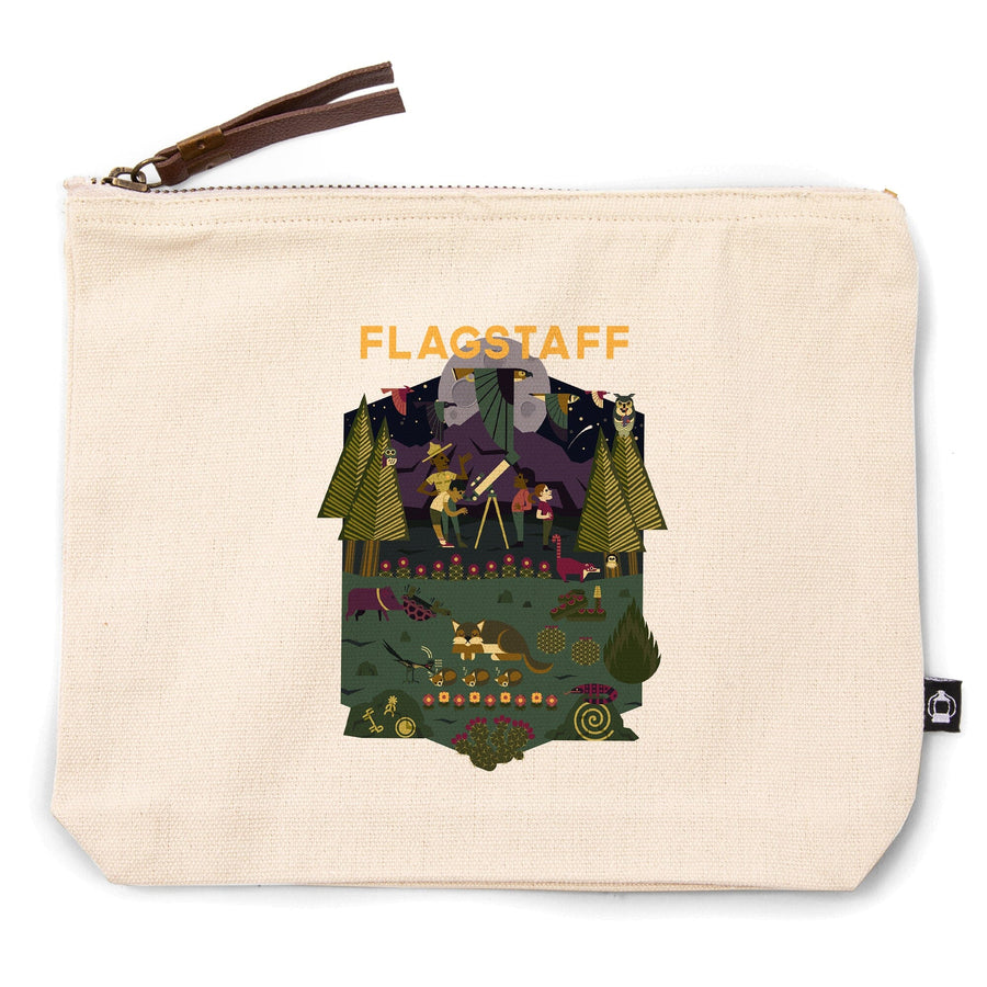 Flagstaff, Arizona, Desert at Night, Geometric,, Organic Cotton Zipper Pouch, Go Bag Go Bag Lantern Press 