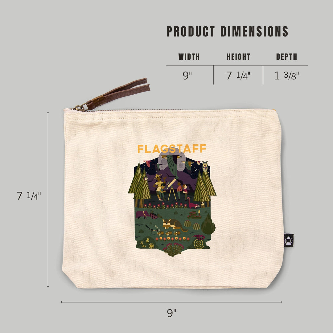 Flagstaff, Arizona, Desert at Night, Geometric,, Organic Cotton Zipper Pouch, Go Bag Go Bag Lantern Press 