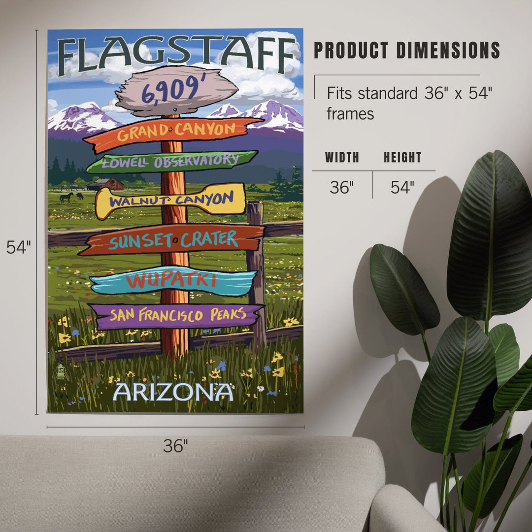 Flagstaff, Arizona, Destination Signpost, Art & Giclee Prints Art Lantern Press 