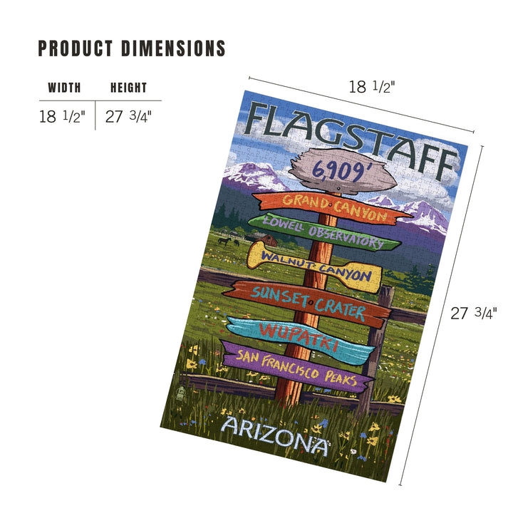 Flagstaff, Arizona, Destination Signpost, Jigsaw Puzzle Puzzle Lantern Press 