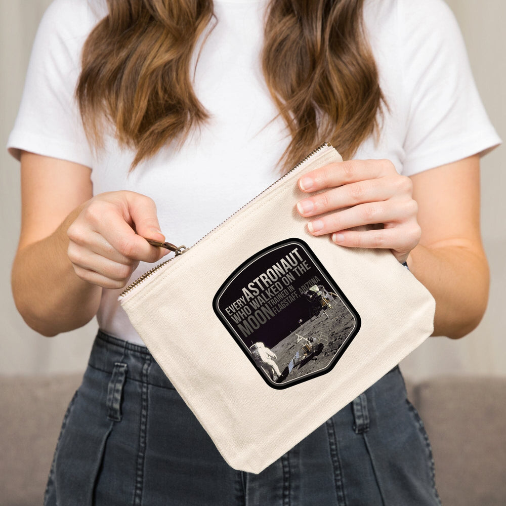Flagstaff, Arizona, Every Astronaut Who Walked on the Moon,, Organic Cotton Zipper Pouch, Go Bag Go Bag Lantern Press 