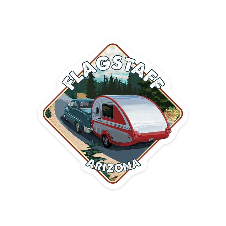 Flagstaff, Arizona, Retro Camper Cruise, Contour, Vinyl Sticker Sticker Lantern Press 