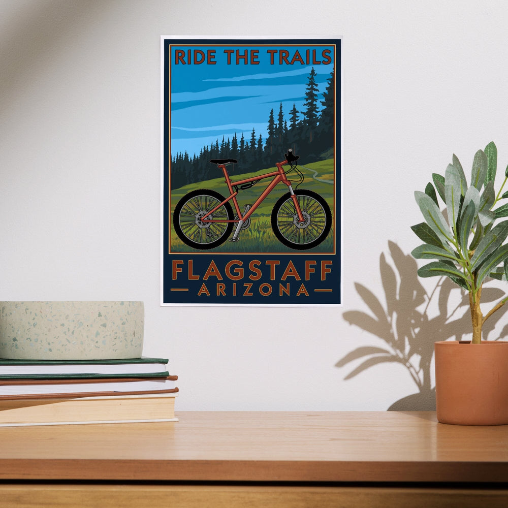 Flagstaff, Arizona, Ride the Trails, Mountain Bike Scene, Art & Giclee Prints Art Lantern Press 