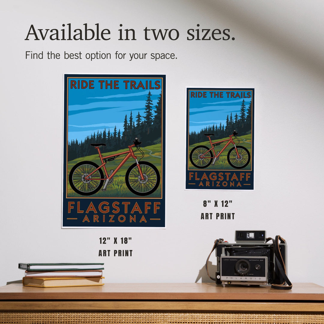 Flagstaff, Arizona, Ride the Trails, Mountain Bike Scene, Art & Giclee Prints Art Lantern Press 