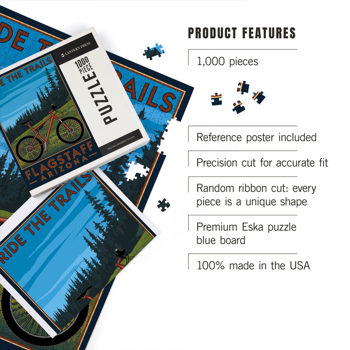 Flagstaff, Arizona, Ride the Trails, Mountain Bike Scene, Jigsaw Puzzle Puzzle Lantern Press 