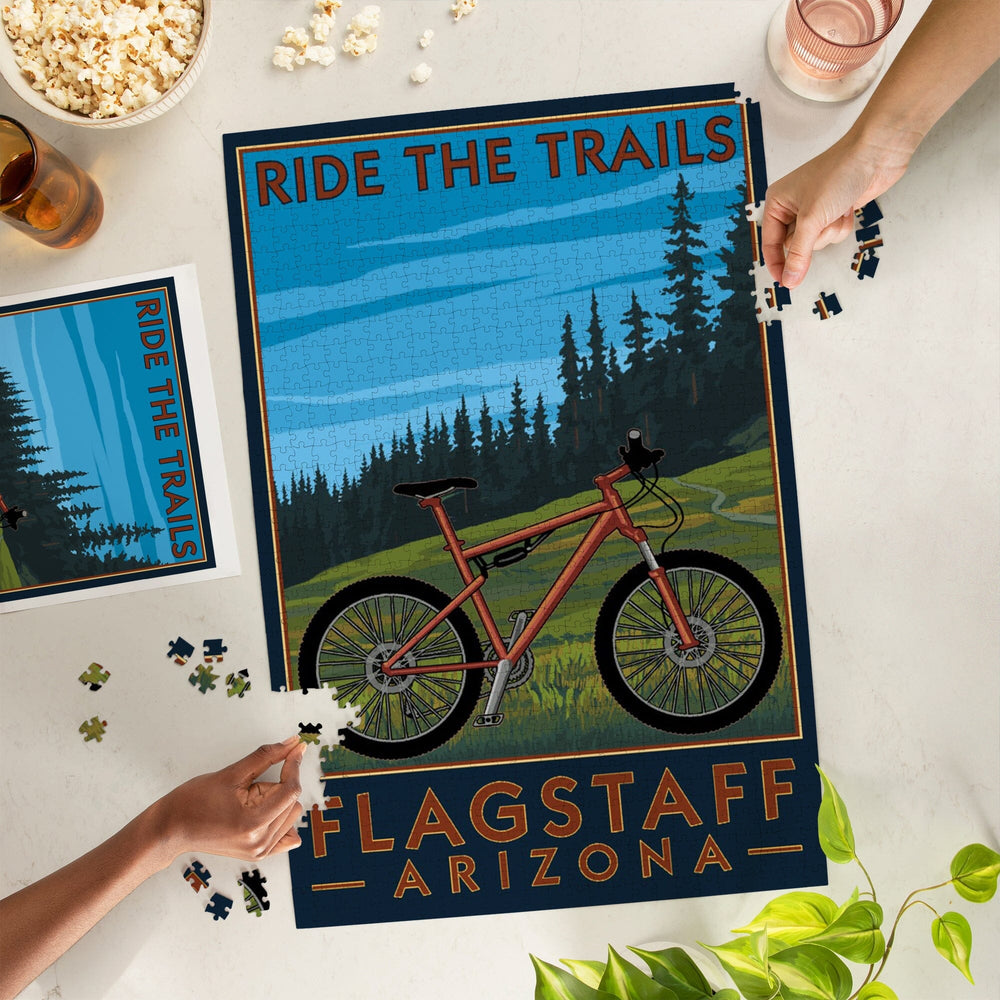 Flagstaff, Arizona, Ride the Trails, Mountain Bike Scene, Jigsaw Puzzle Puzzle Lantern Press 
