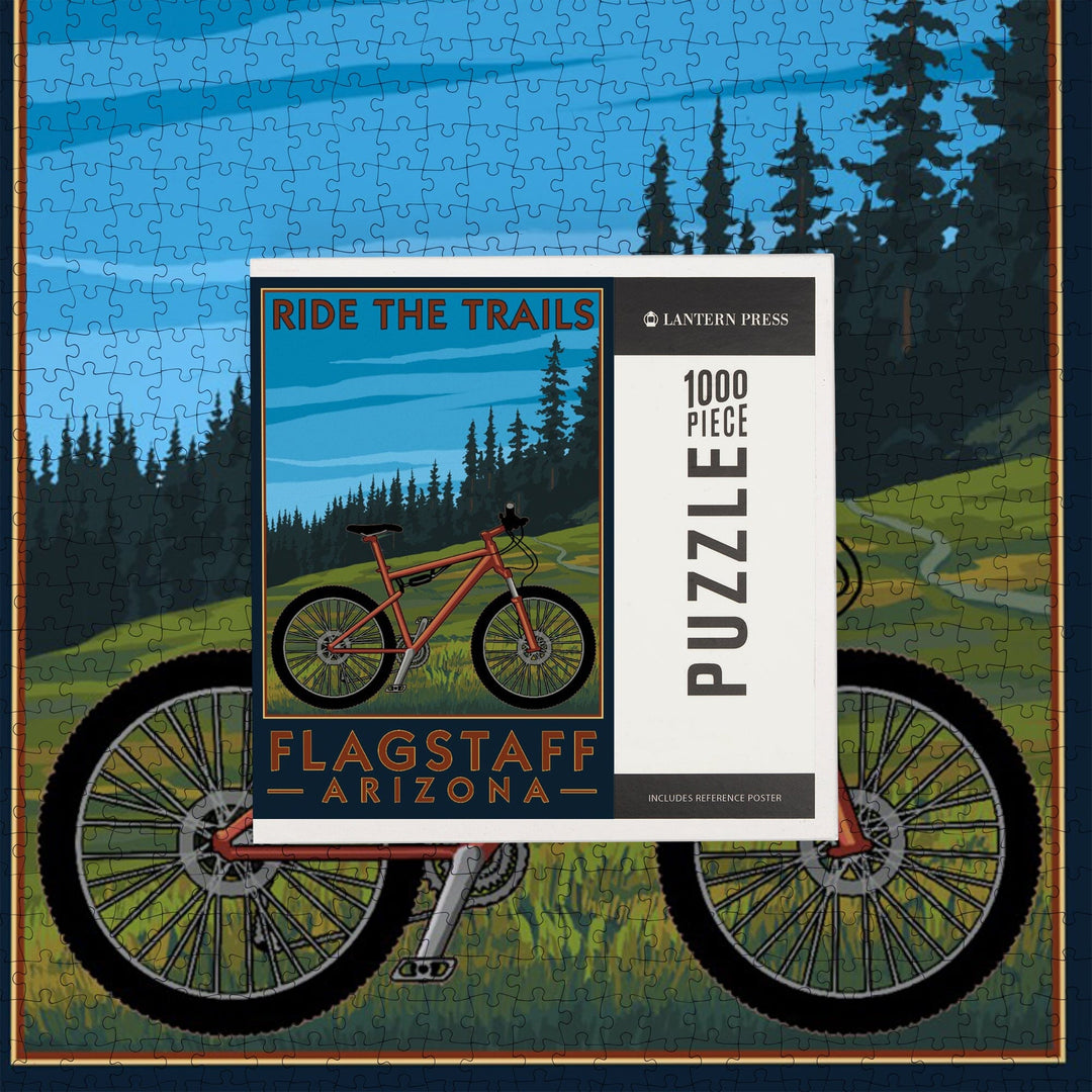 Flagstaff, Arizona, Ride the Trails, Mountain Bike Scene, Jigsaw Puzzle Puzzle Lantern Press 