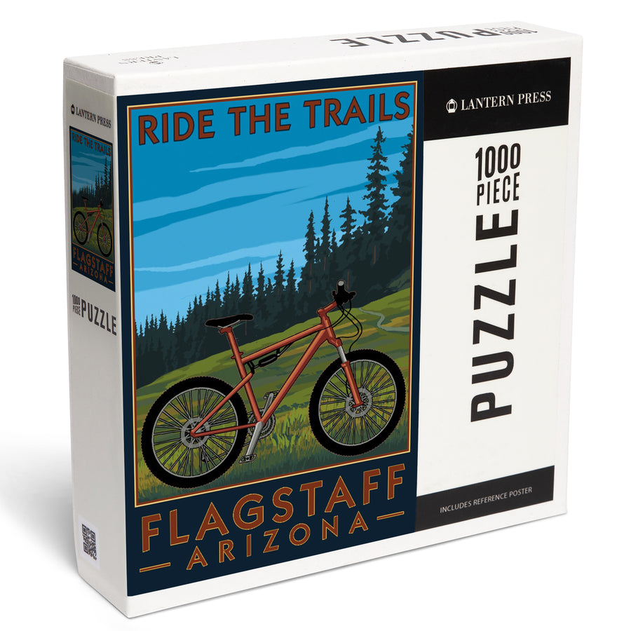 Flagstaff, Arizona, Ride the Trails, Mountain Bike Scene, Jigsaw Puzzle Puzzle Lantern Press 