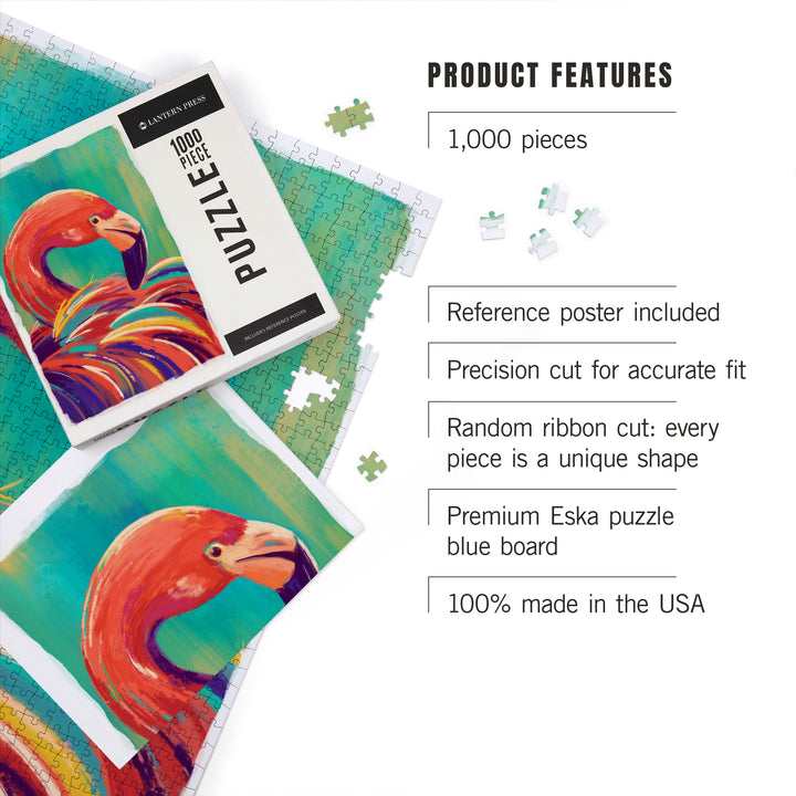 Flamingo, Vivid, Jigsaw Puzzle Puzzle Lantern Press 