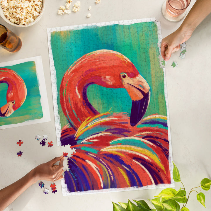Flamingo, Vivid, Jigsaw Puzzle Puzzle Lantern Press 