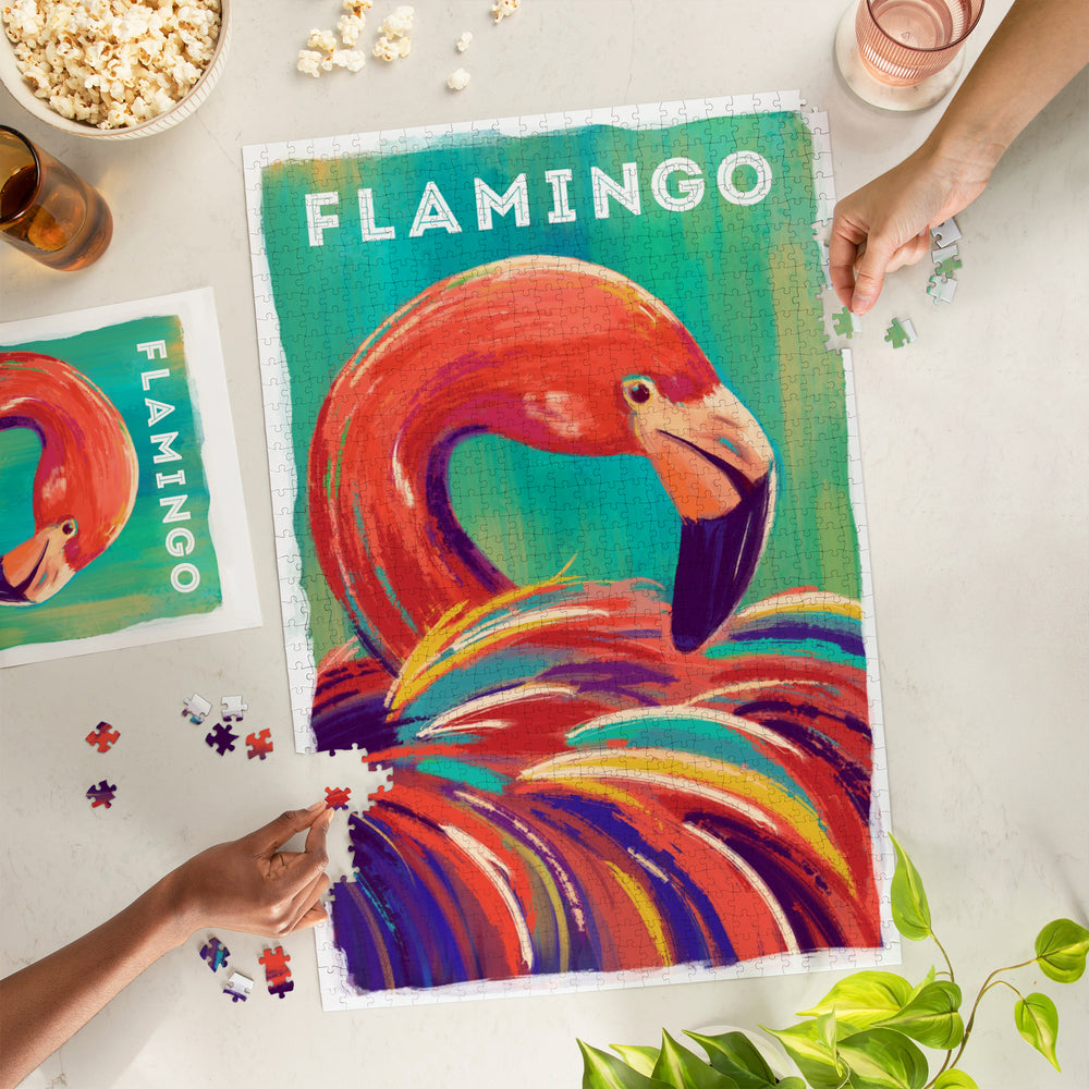 Flamingo, Vivid Series, Jigsaw Puzzle Puzzle Lantern Press 
