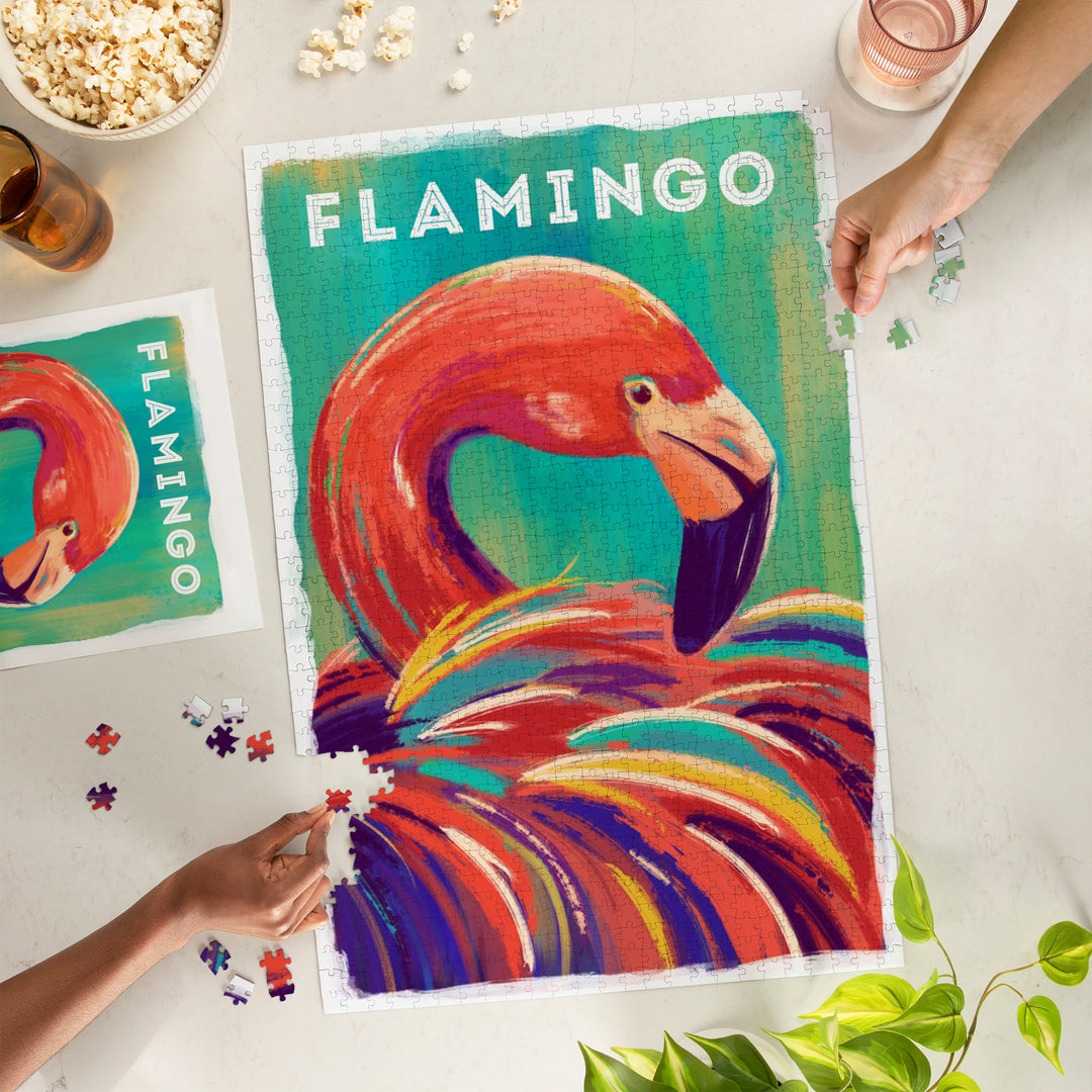 Flamingo, Vivid Series, Jigsaw Puzzle Puzzle Lantern Press 