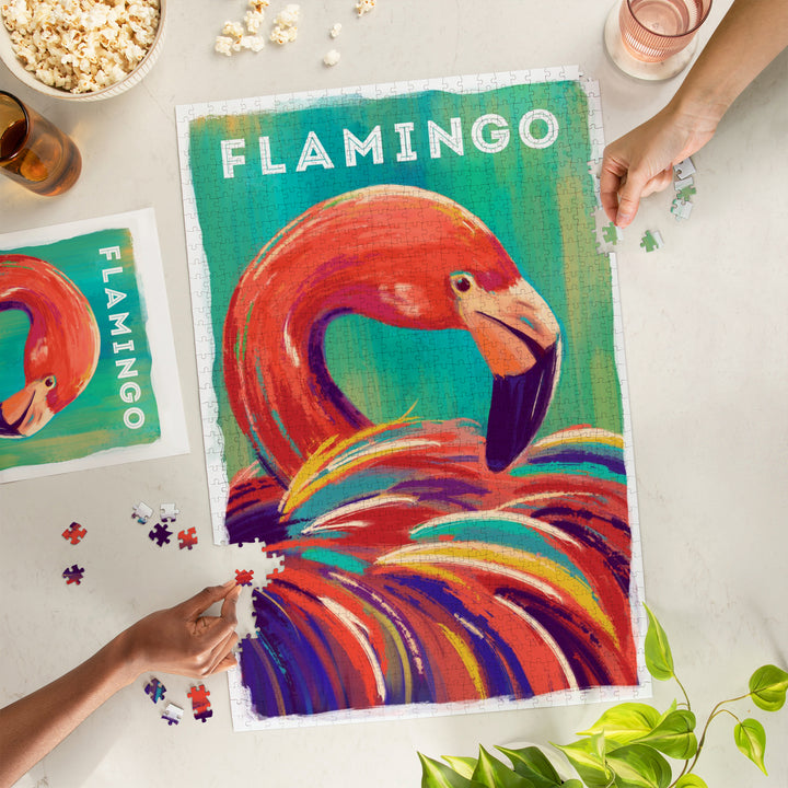 Flamingo, Vivid Series, Jigsaw Puzzle Puzzle Lantern Press 